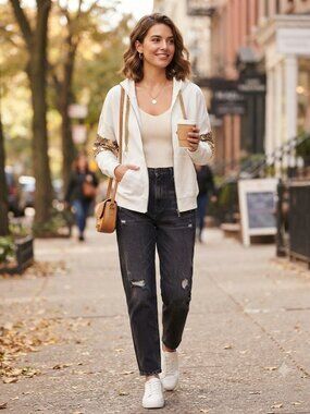 EUC Snobby Sheep Casmere Milano Gold Sequins Zip-Up Hoodie